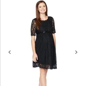 Lace Fit and Flare Maternity Dress